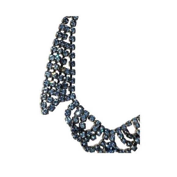 Vintage Silver Tone Light Sky Blue Sparkling AB Crystals Princess 15" Necklace - Picture 4 of 11